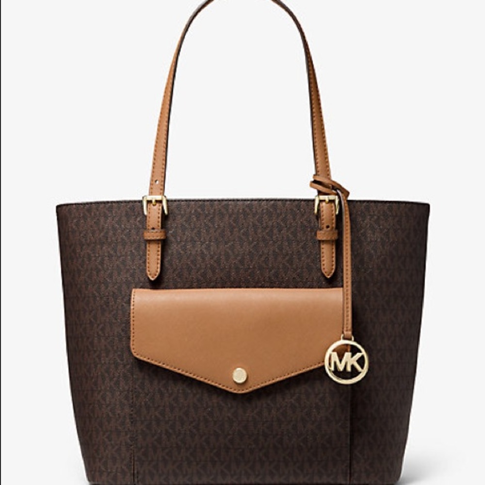 MICHAEL KORS Jet Set Large Logo Pocket Tote Bag